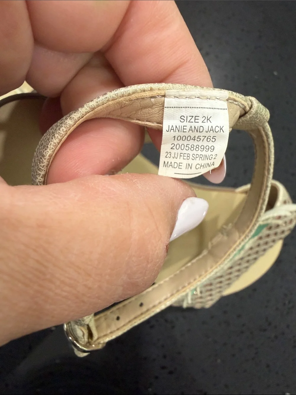 Janie and Jack Mint Pineapple Metallic Beige Girls' Sandals